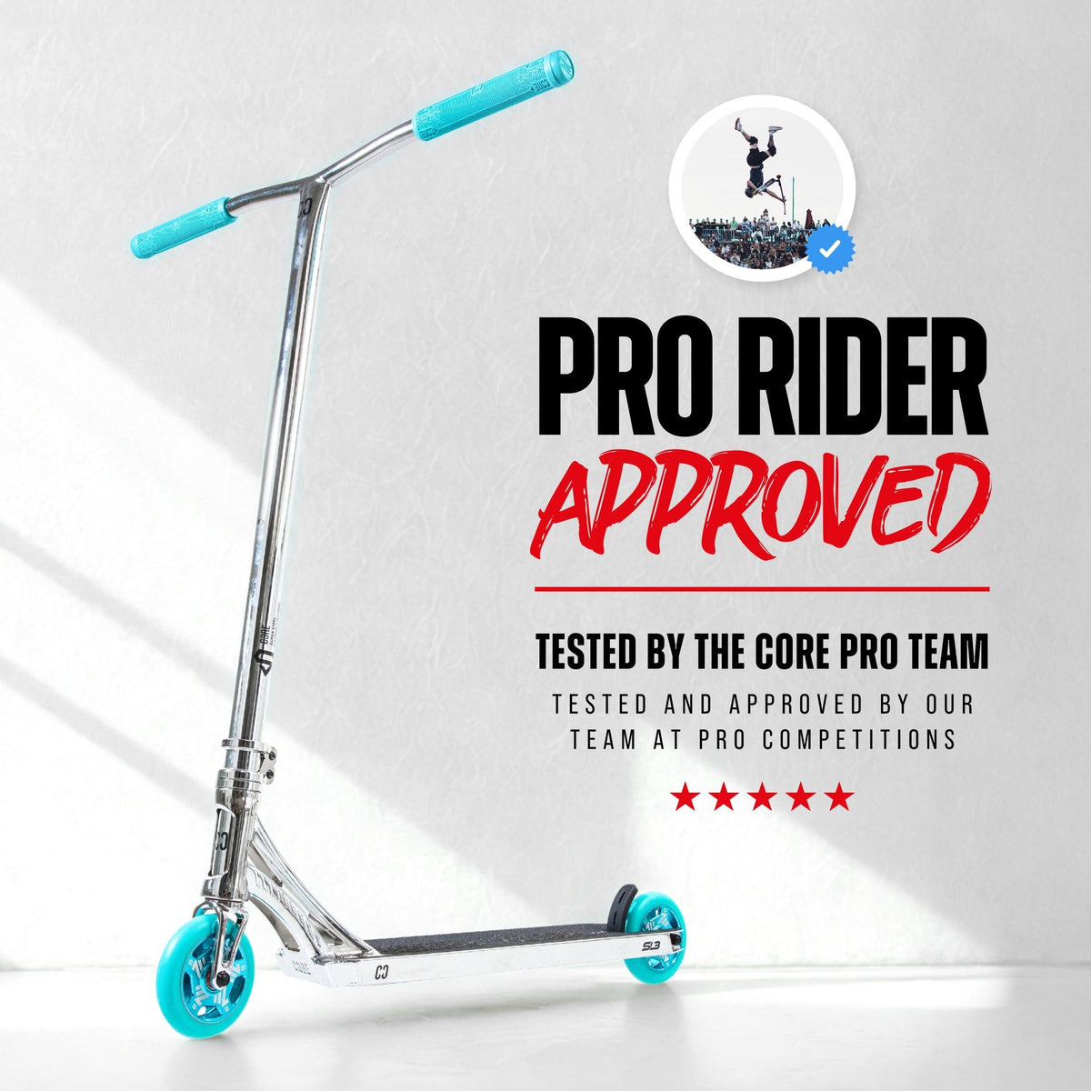 CORE SL3 complete stunt scooter in chrome and teal