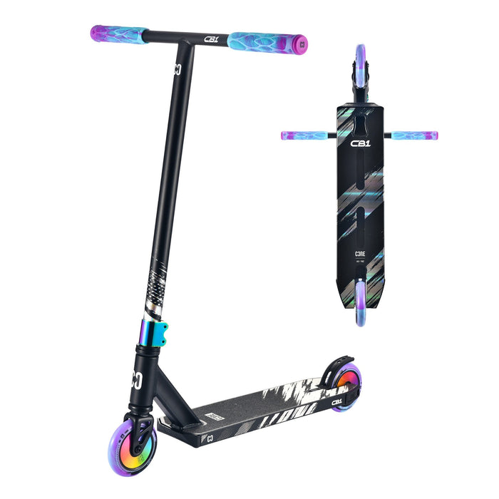CORE CB1 beginner stunt scooter for kids in black and neochrome