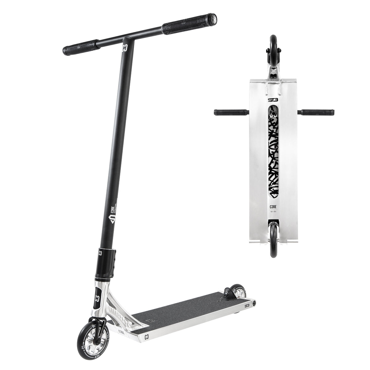 CORE ST3 complete street scooter in polished raw