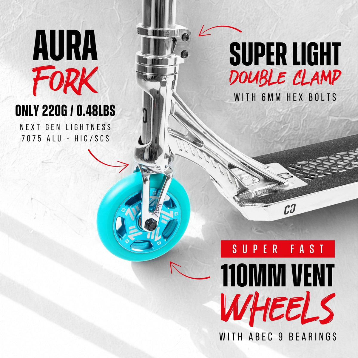CORE SL3 complete stunt scooter in chrome and teal