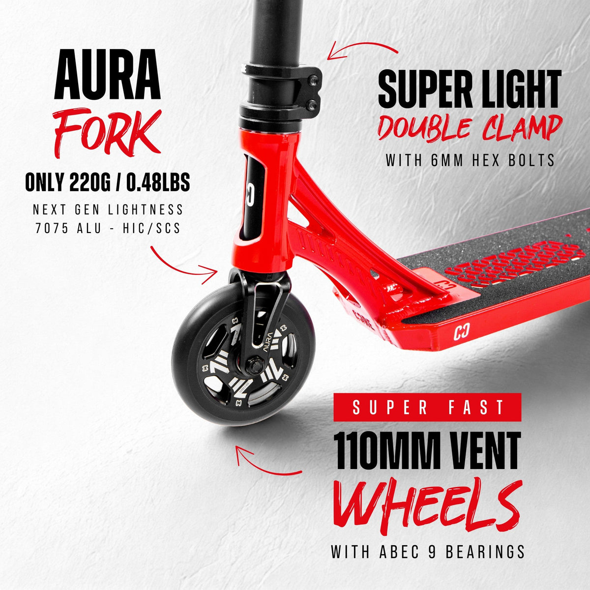 CORE SL3 complete stunt scooter in red and black