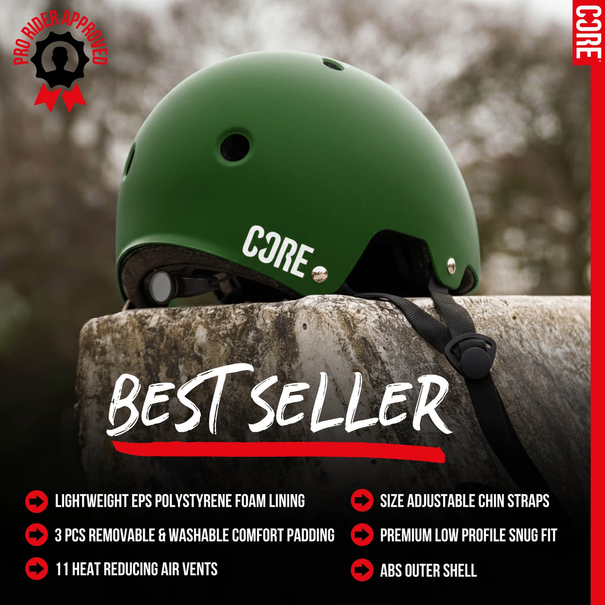 CORE Action Sports Helmet - Army Green