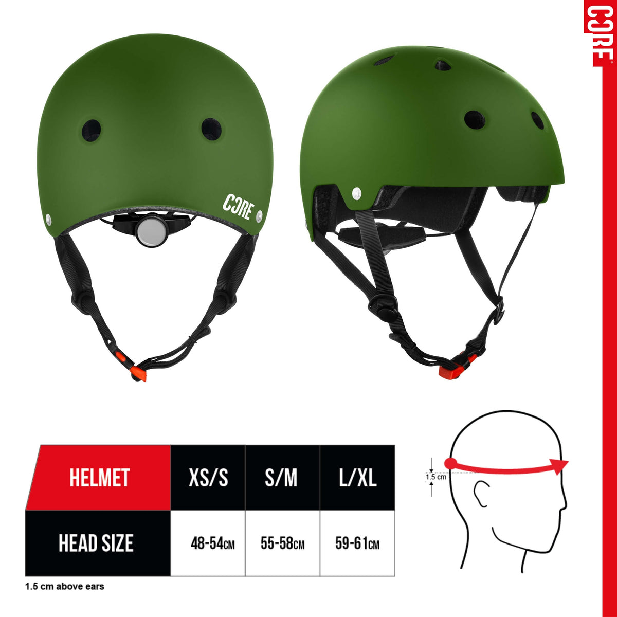 CORE Action Sports Helmet - Army Green