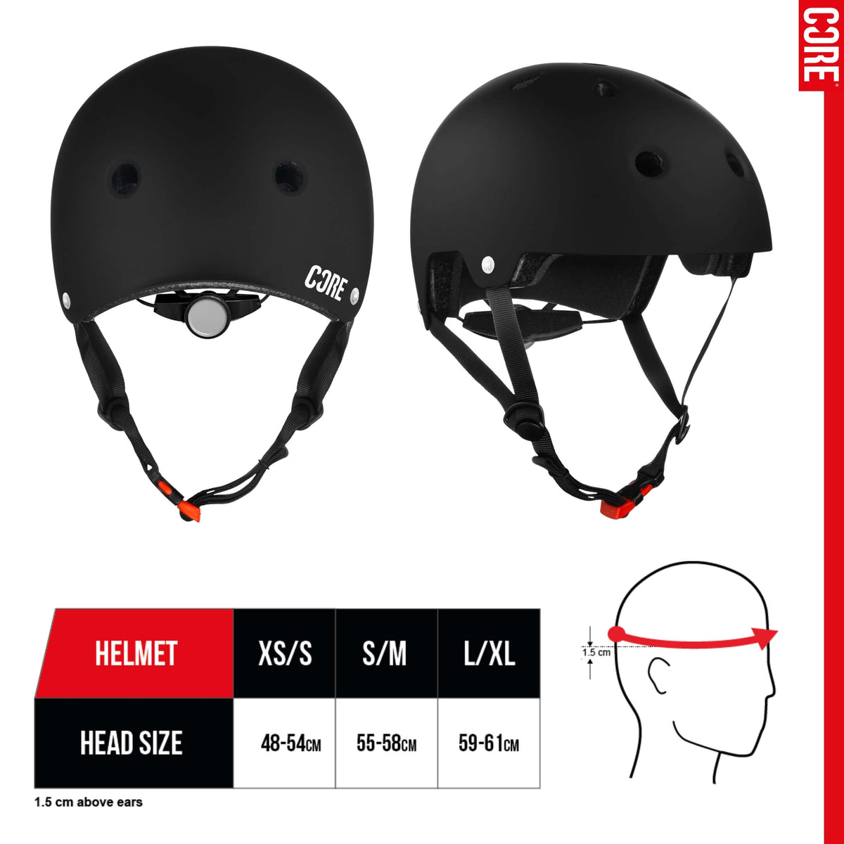 CORE Action Sports Helmet - Black