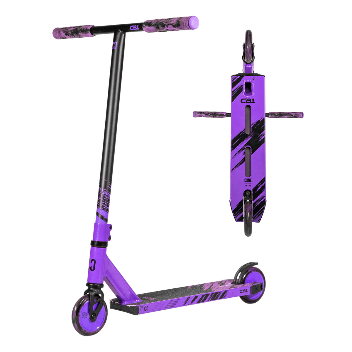 CORE CB1 complete scooter for kids in black and purple