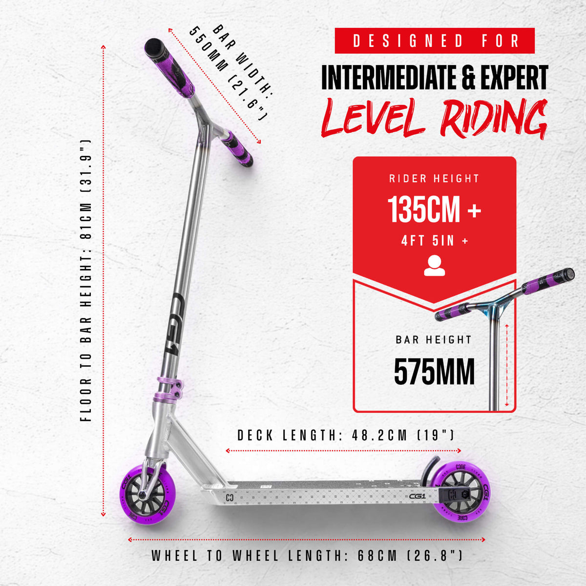 CORE CG1 Complete Scooter - Raw/Purple