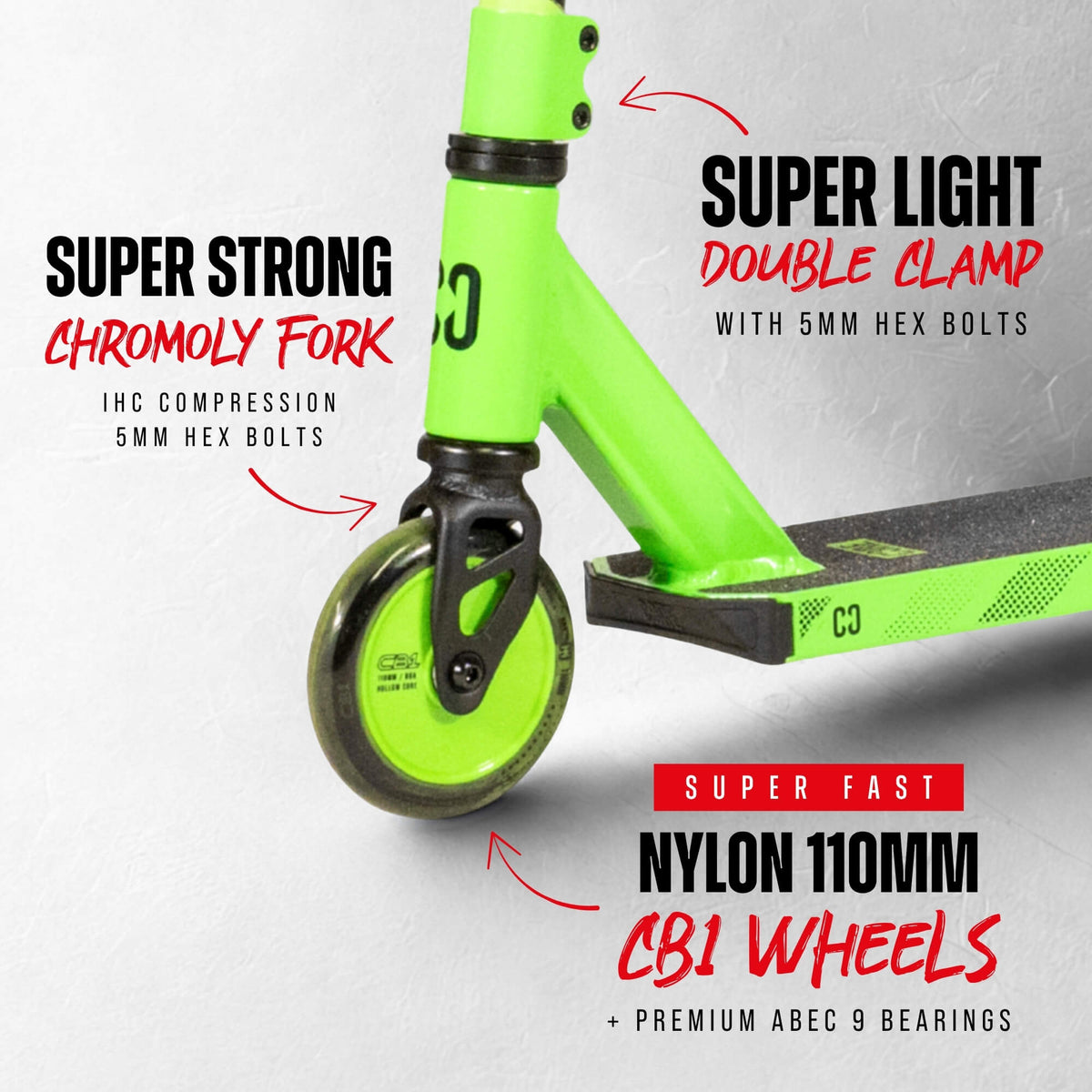 CORE CB1 complete scooter in black and green