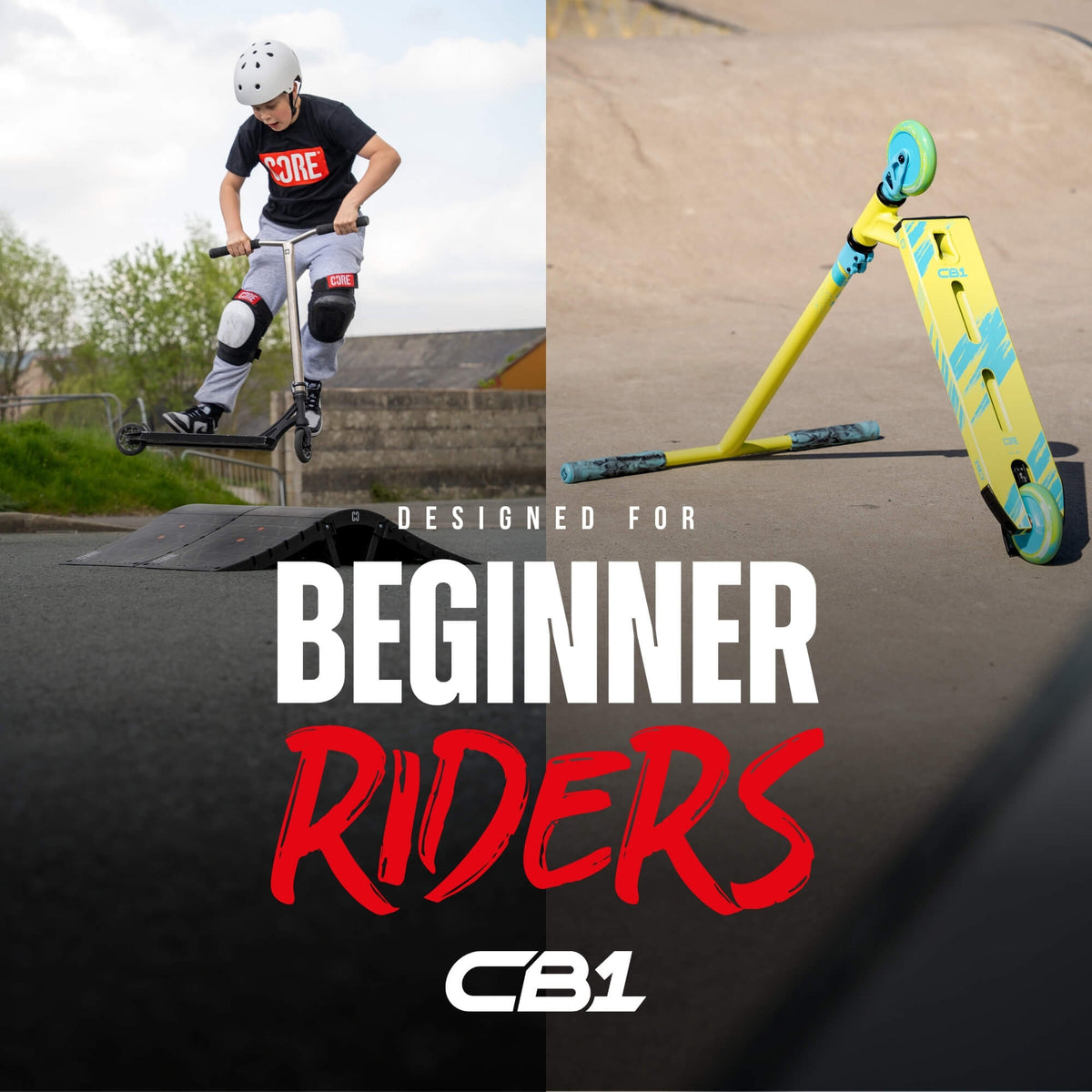 CORE CB1 complete scooter in neon and blue