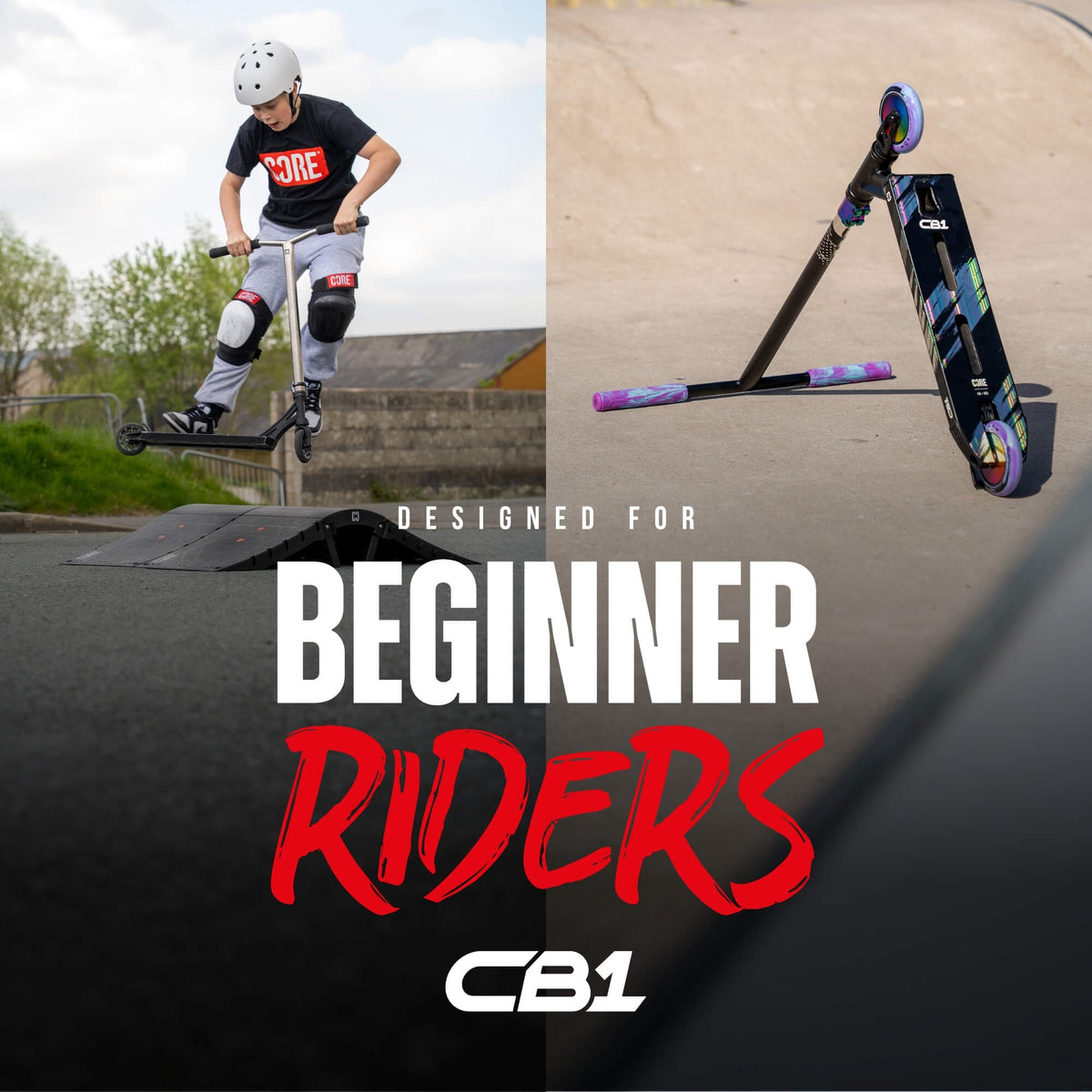 CORE CB1 beginner stunt scooter in black and neochrome