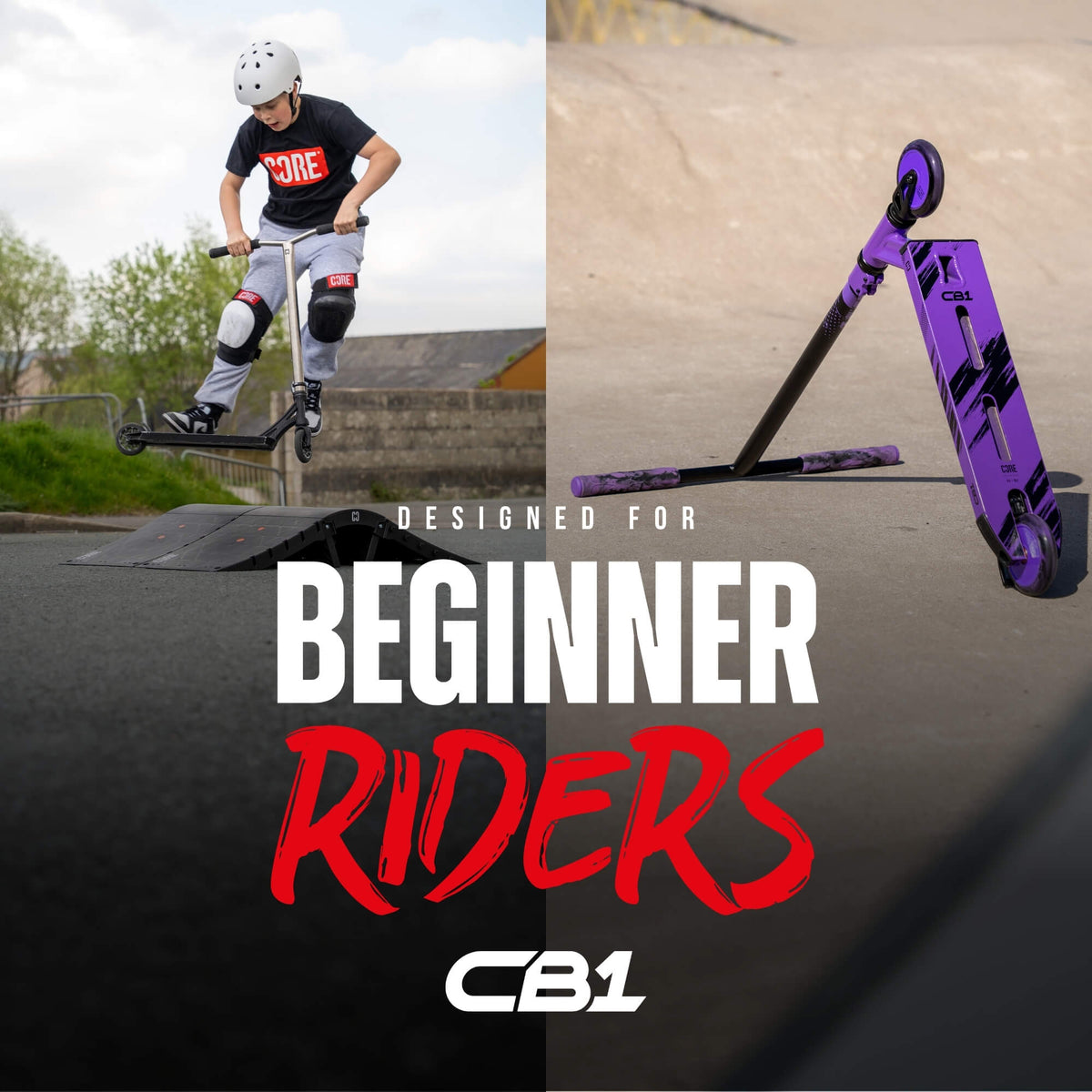 CORE CB1 complete scooter in black and purple