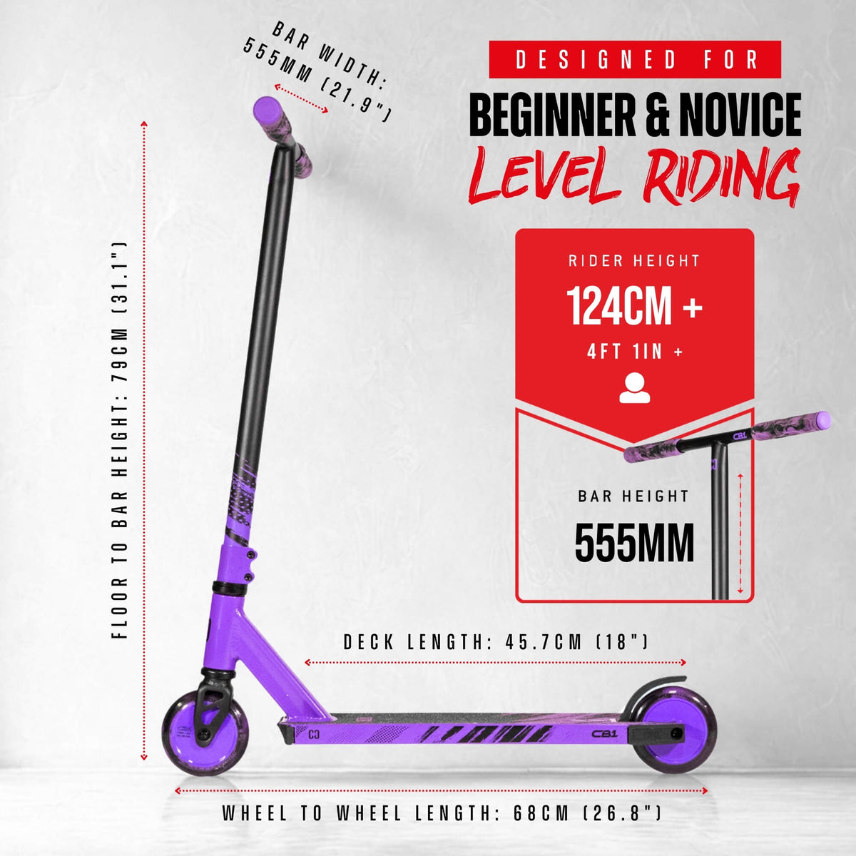 CORE CB1 complete scooter in black and purple