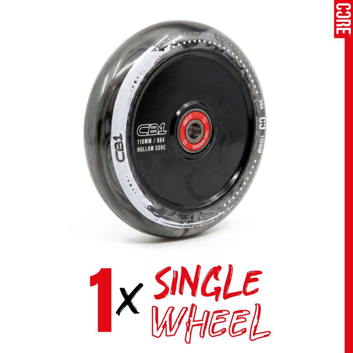 CORE CB1 Plastic Hollow Core Scooter Wheel 110mm - Black/White