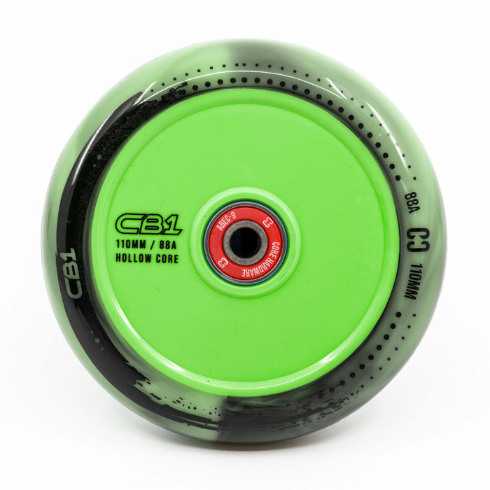 CORE CB1 Plastic Hollow Core Scooter Wheel 110mm -  Black/Green