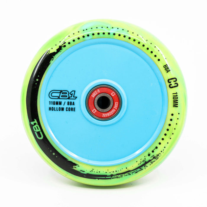 CORE CB1 Plastic Hollow Core Scooter Wheel 110mm -  Lime/Blue