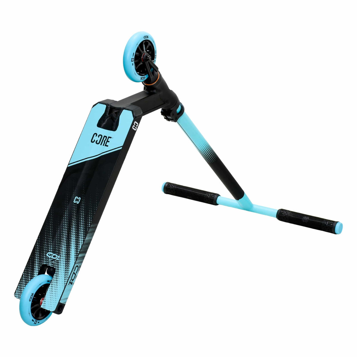 CORE CD1 complete stunt scooter in blue and black - underside view