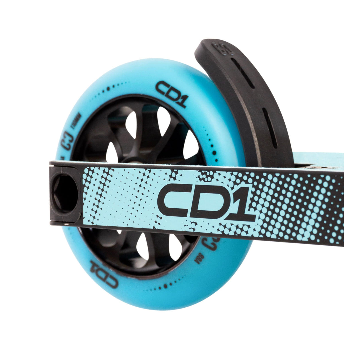 CORE CD1 complete stunt scooter in blue and black - rear wheel detail