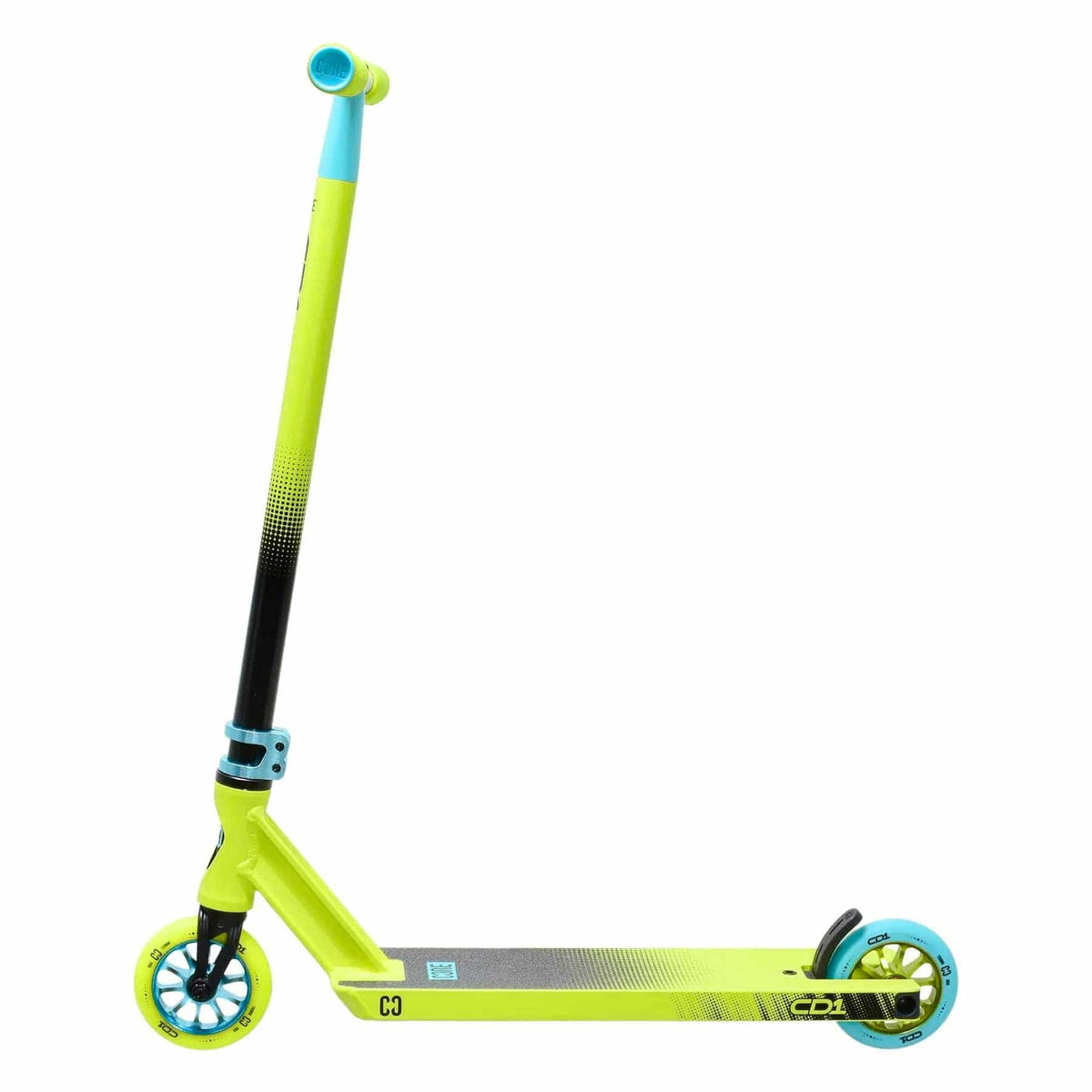 CORE CD1 complete stunt scooter in lime and teal - side view