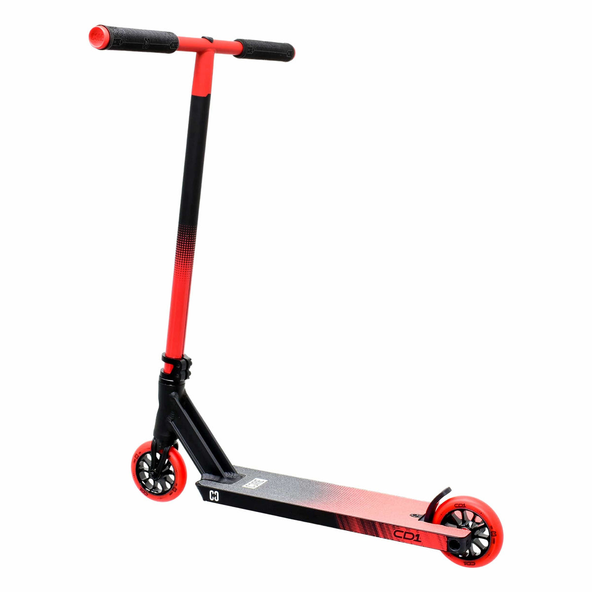 CORE CD1 complete stunt scooter in red and black - three-quarter view