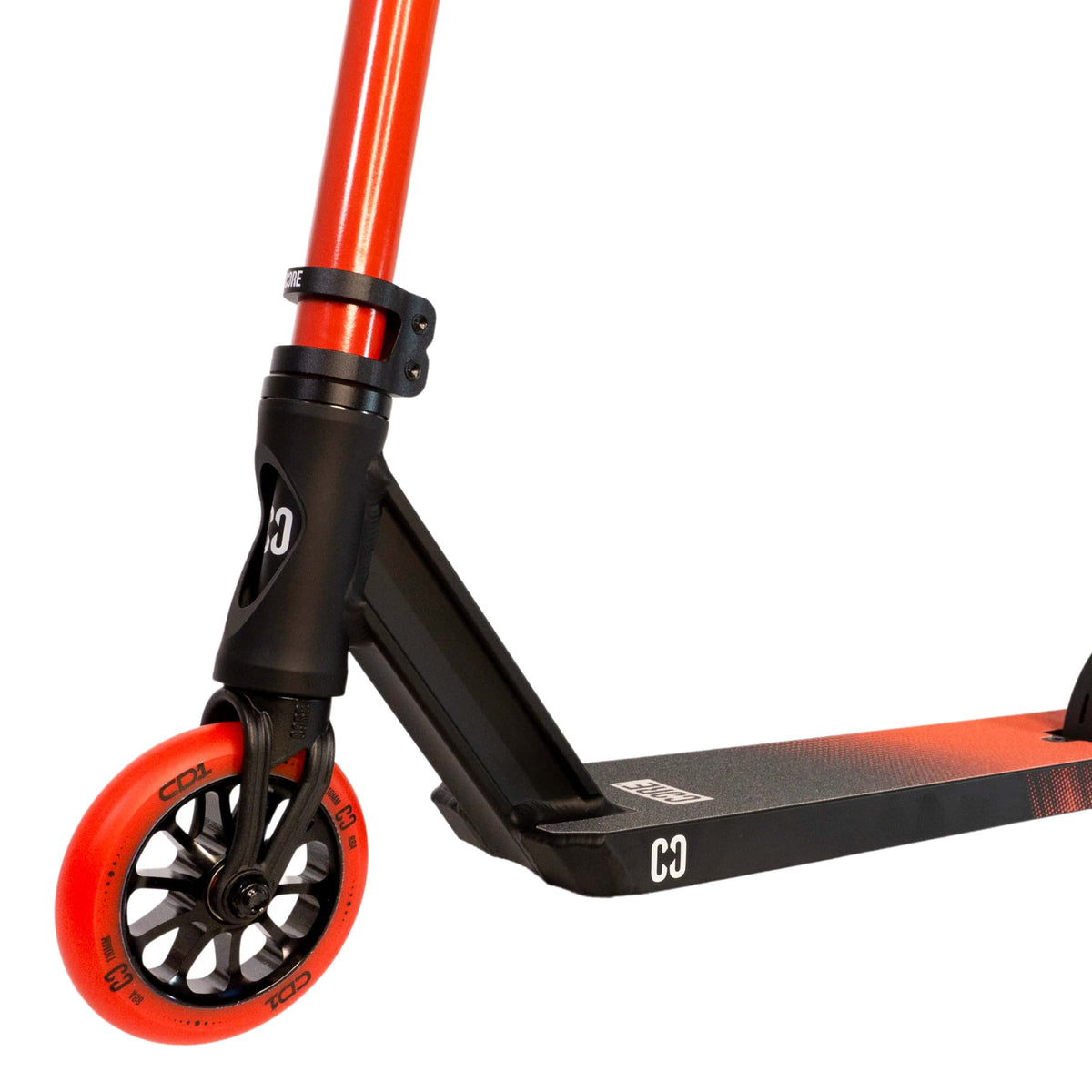 CORE CD1 complete stunt scooter in red and black - front three-quarter view