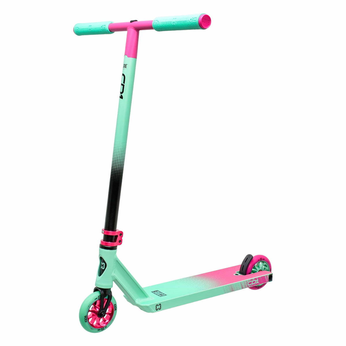 CORE CD1 complete stunt scooter in teal and pink - full view