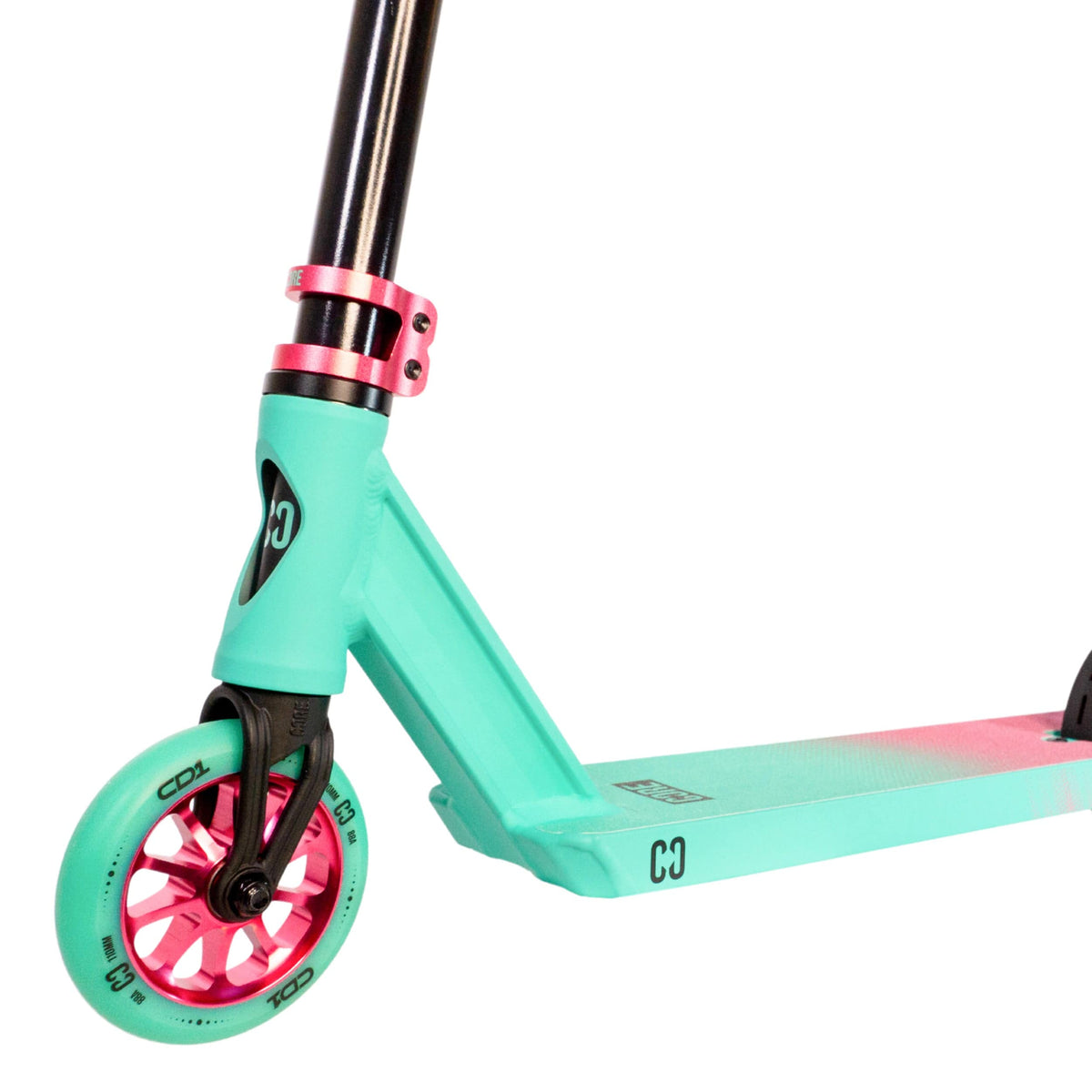 CORE CD1 complete stunt scooter in teal and pink - side detail