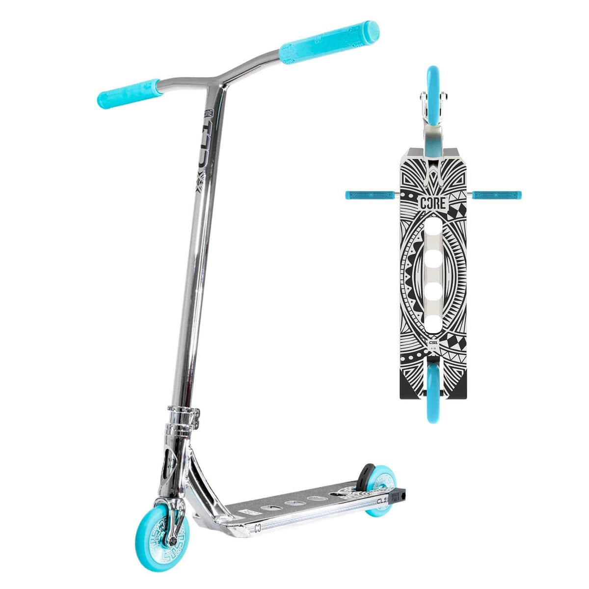 CORE CL1 complete stunt scooter in chrome and teal