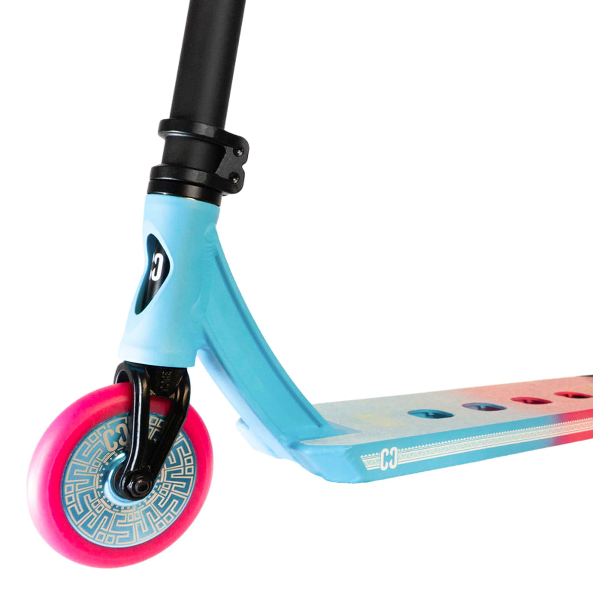 CORE CL1 complete stunt scooter in pink and teal - front detail