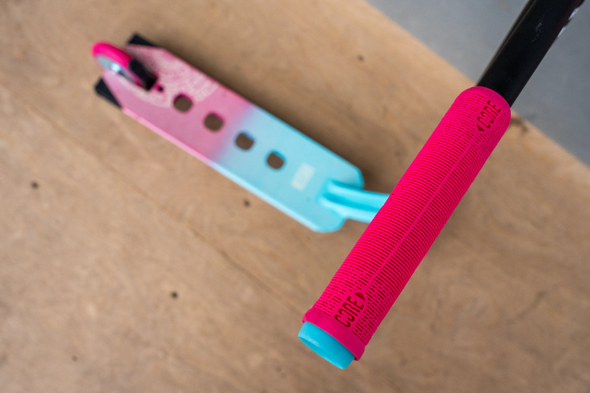 CORE CL1 complete stunt scooter in pink and teal - handlebar grips