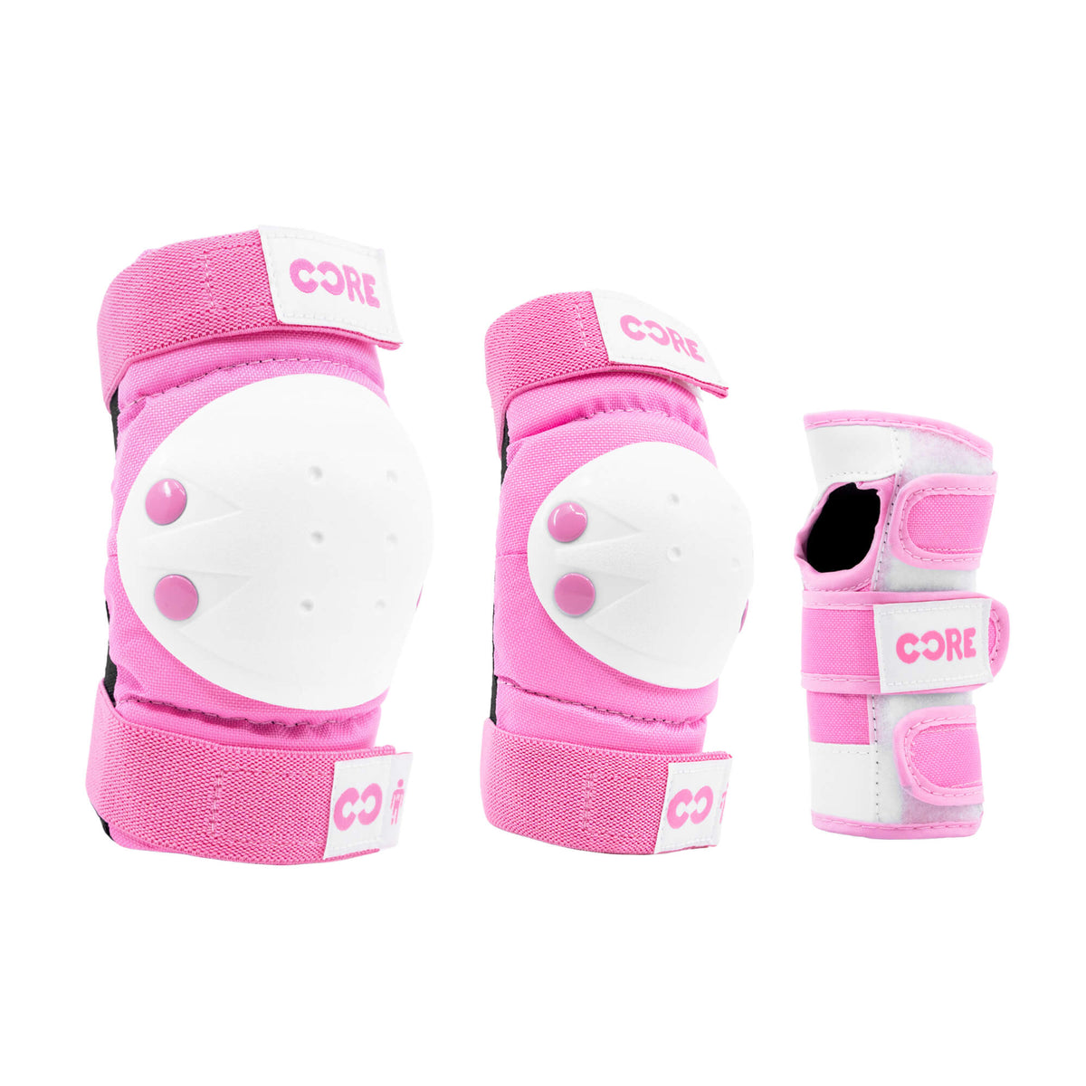 CORE Kids Junior Triple Pad Set (Knee/Elbow/Wrist) + Carry Bag - Pink