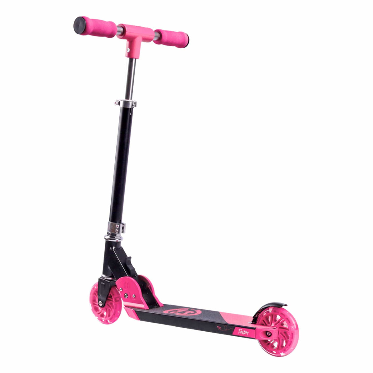 CORE Kids Foldy Black & Pink Kick Scooter For Kids I Kick Scooter For Kids Angled