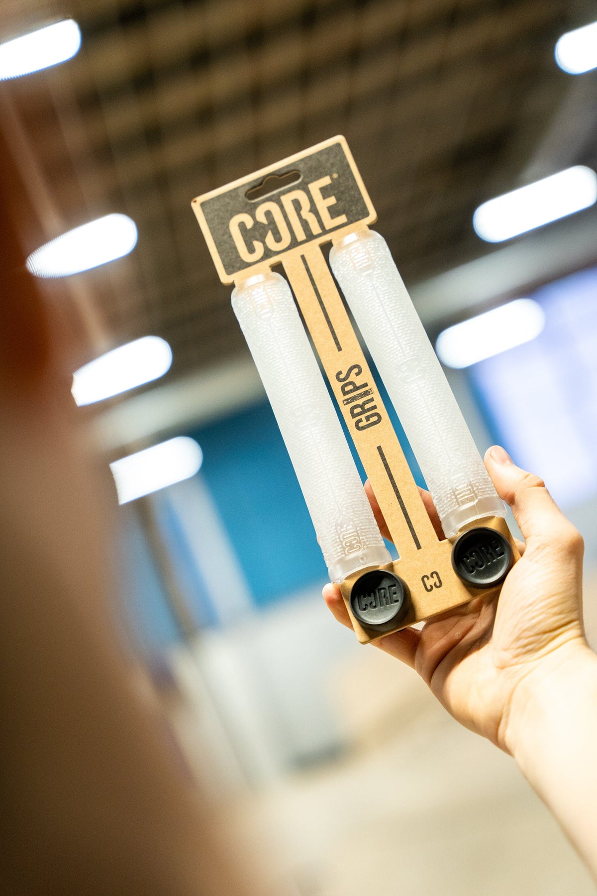 CORE Skinny Boy Scooter Handlebar Grips 170mm Clear I Scooter Grips Holding Packaging