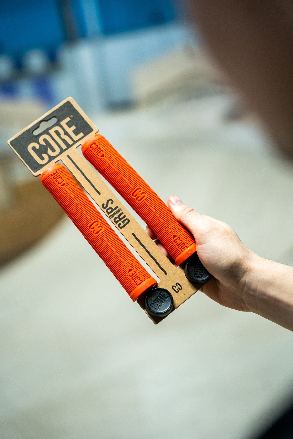 CORE Skinny Boy Scooter Handlebar Grips 170mm Red I Scooter Grips Holding Packaging