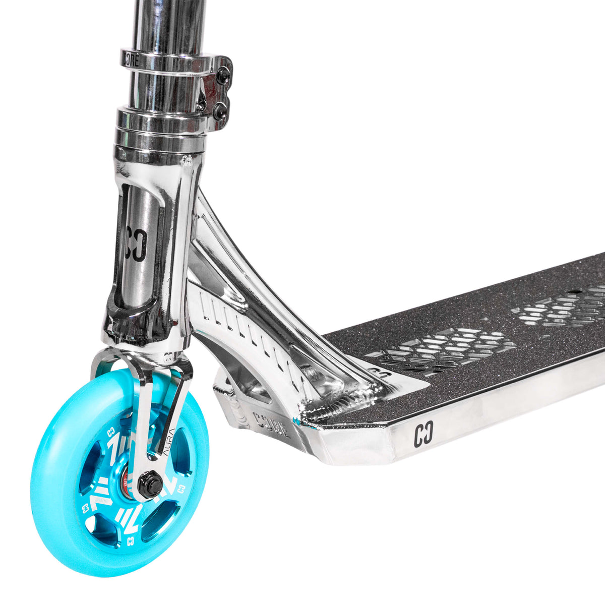 CORE SL3 Mini complete stunt scooter in chrome and teal