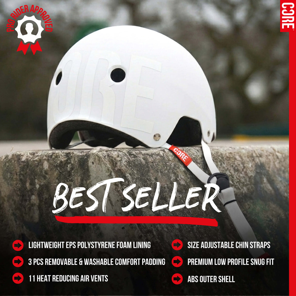 CORE Street Helmet - Stealth/White