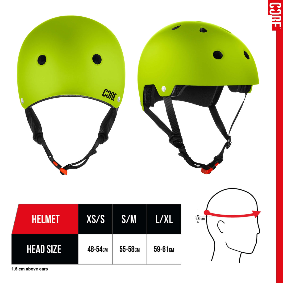 CORE Action Sports Helmet – Neon Green