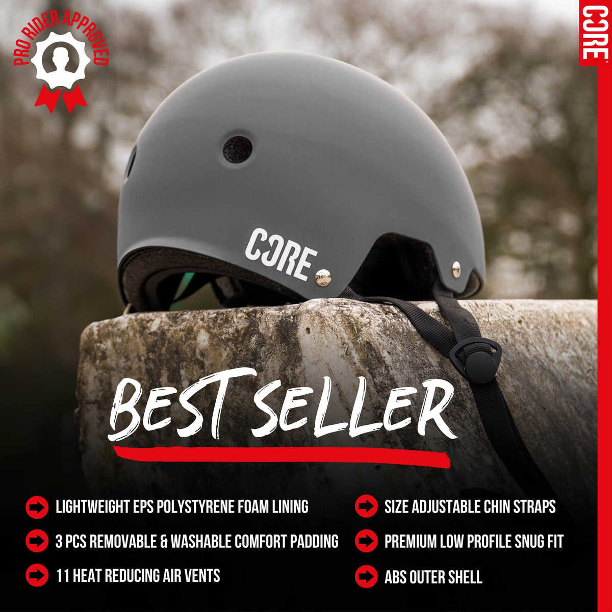 CORE Action Sports Helmet - Grey