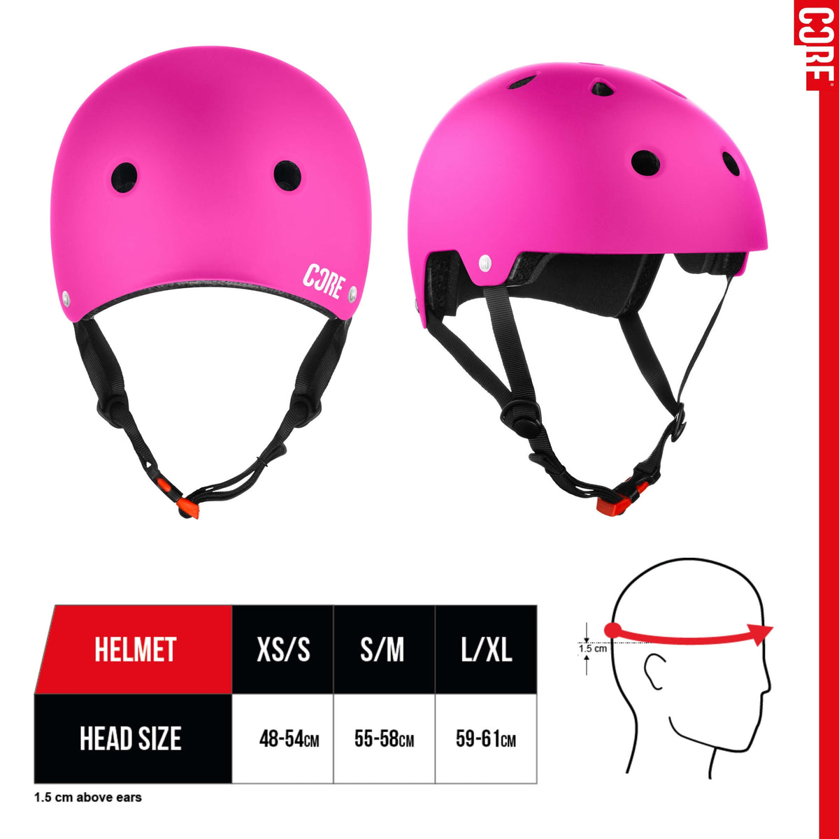 CORE Action Sports Helmet – Hot Pink