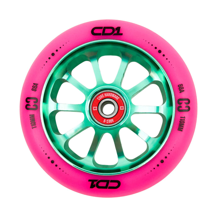 CORE CD1 Spoked Stunt Scooter Wheel 110mm - Pink/Teal