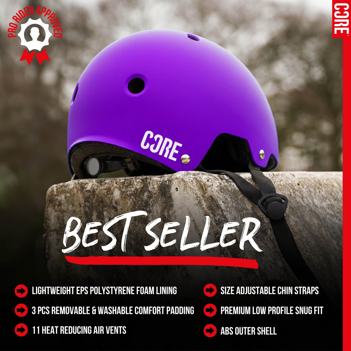 CORE Action Sports Helmet – Purple