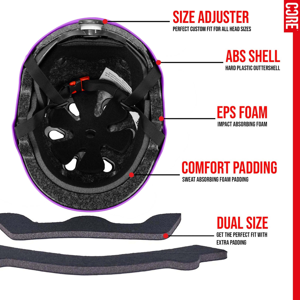 CORE Action Sports Helmet – Purple