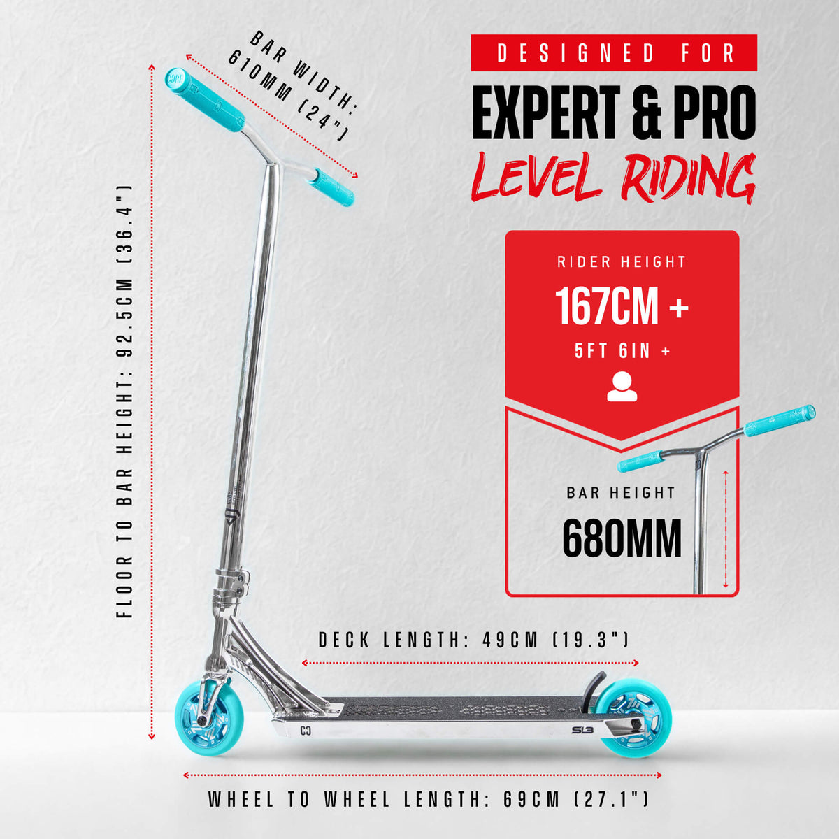 CORE SL3 complete stunt scooter in chrome and teal