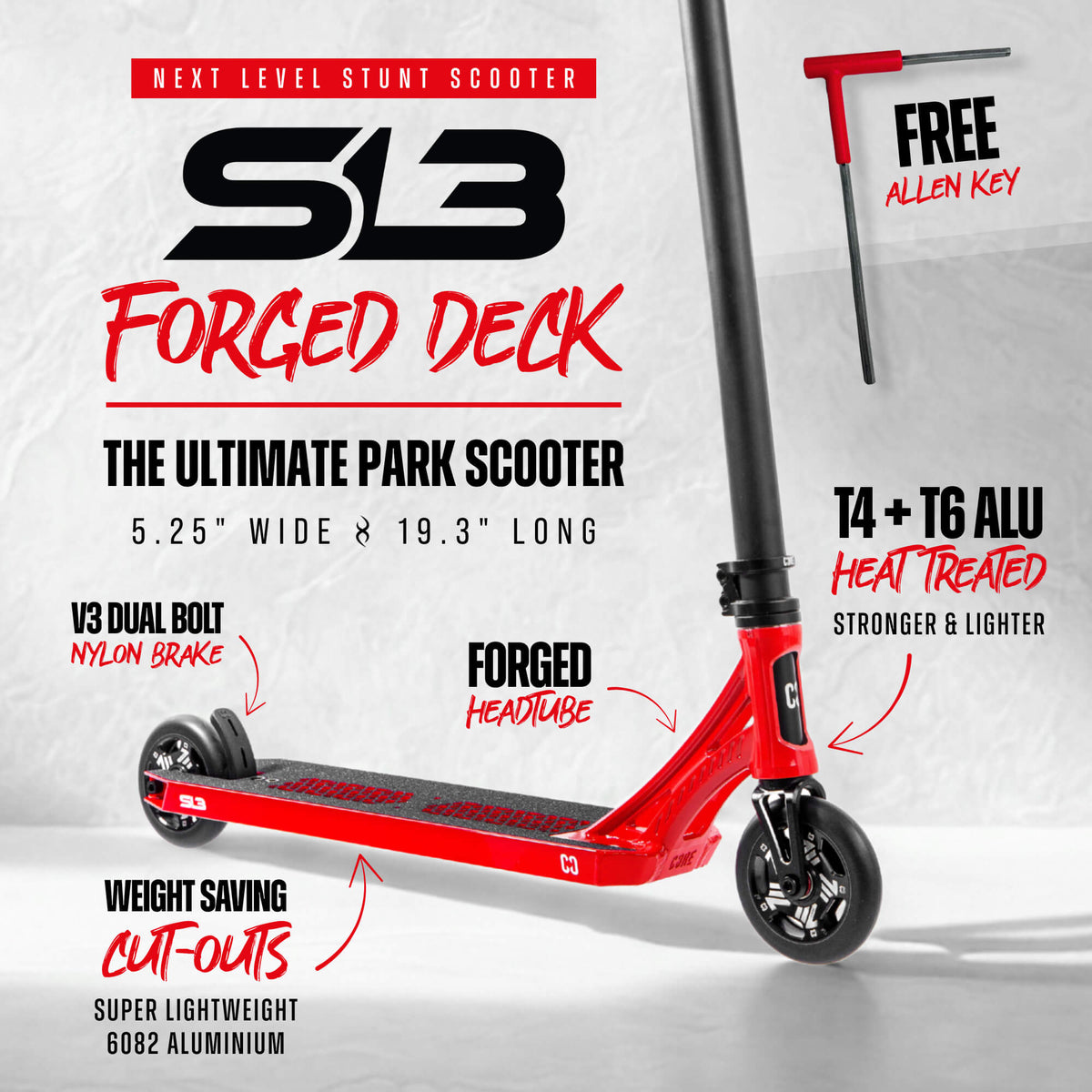 CORE SL3 complete stunt scooter in red and black