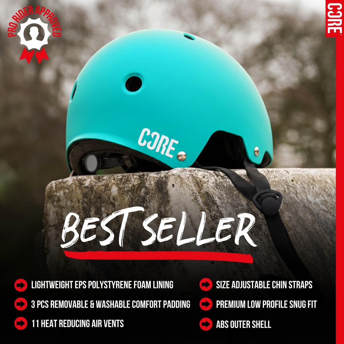 CORE Action Sports Helmet – Teal