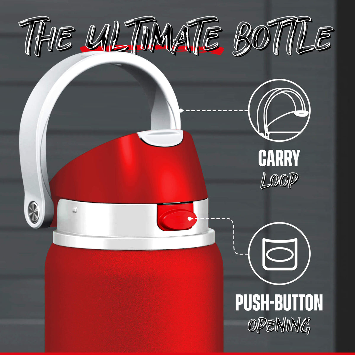 CORE Insulated Water Bottle, Dual Spout 750ml - Red