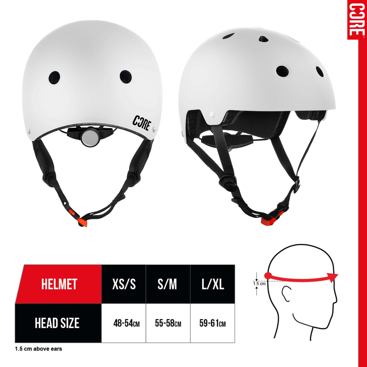CORE Action Sports Helmet - White