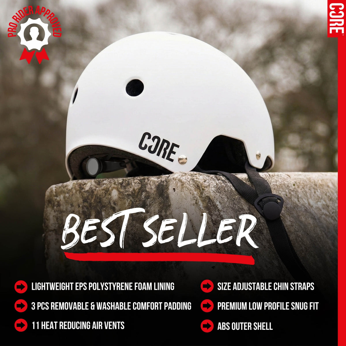 CORE Action Sports Helmet - White