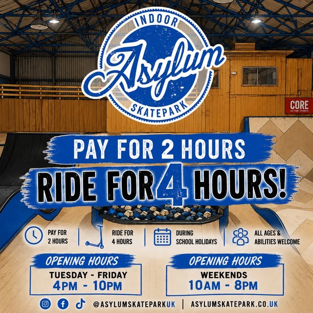Asylum’s school-holiday announcement, posted August 2026