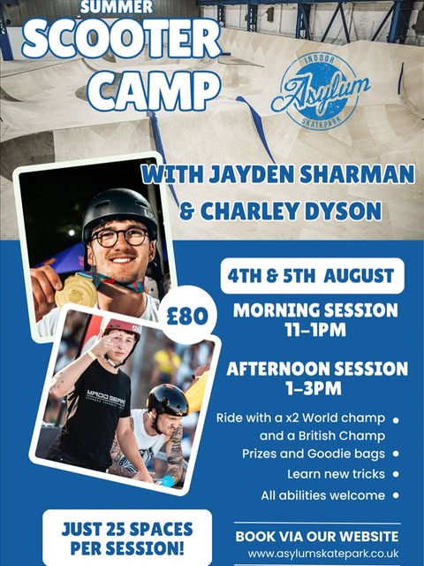 Asylum’s summer scooter camp announcement, posted August 2026